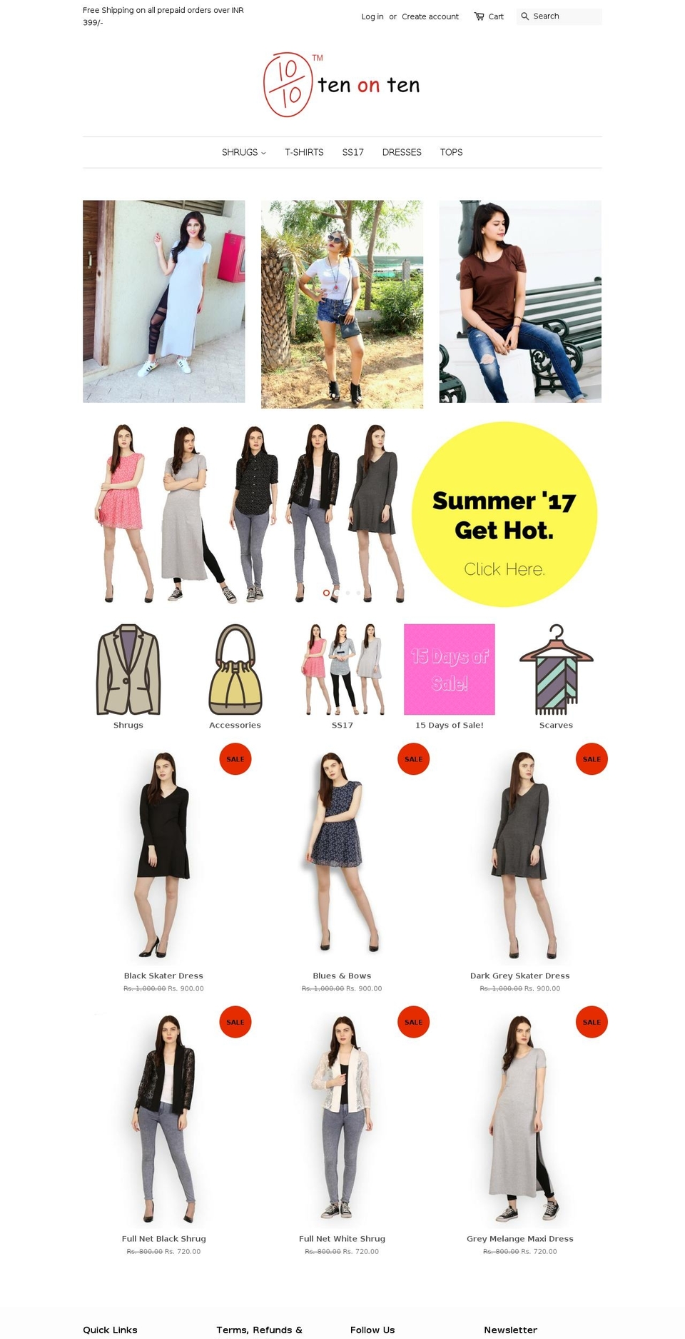 tenontenclothing.com shopify website screenshot