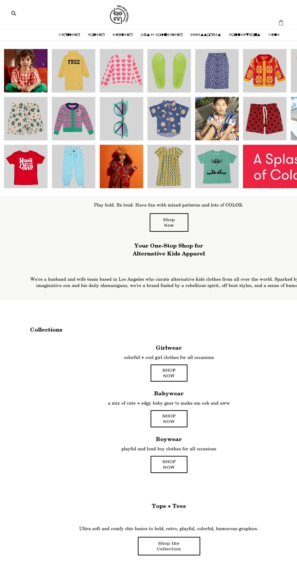 tenpastmonkey.com shopify website screenshot