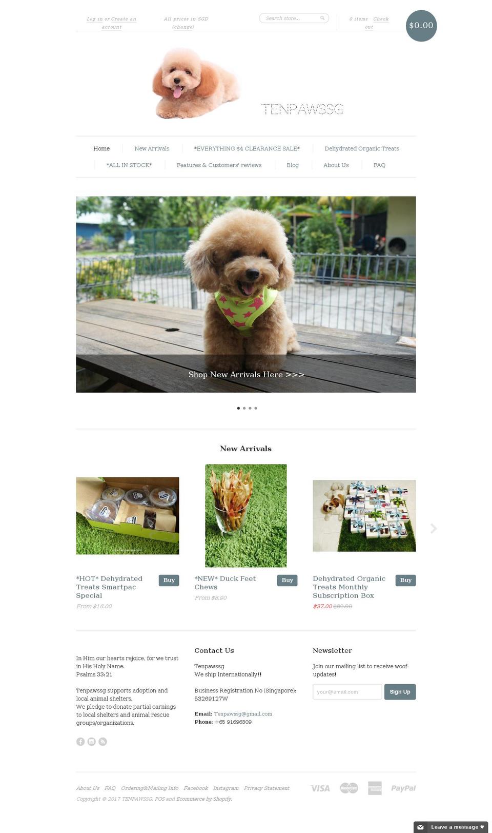 tenpawssg.com shopify website screenshot