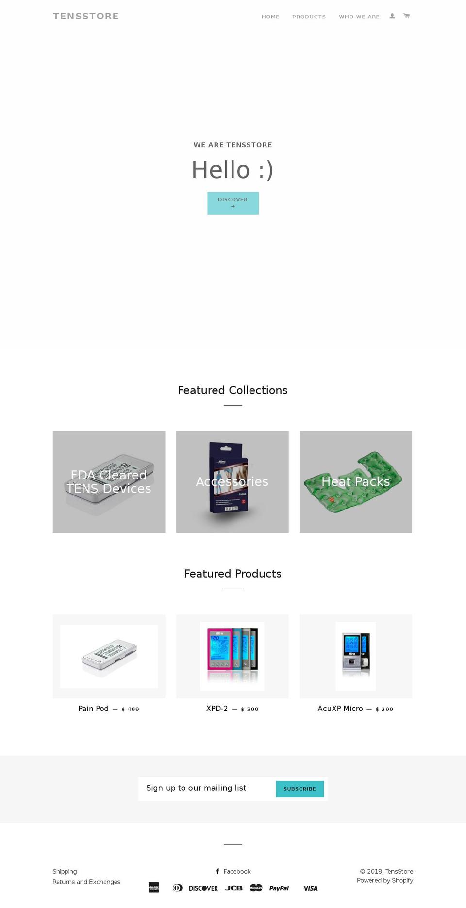 tensstore.com — Shopify storefront screenshot
