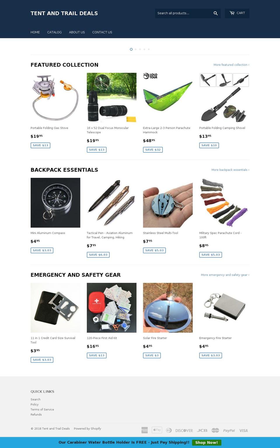 tentandtraildeals.com — Shopify storefront screenshot