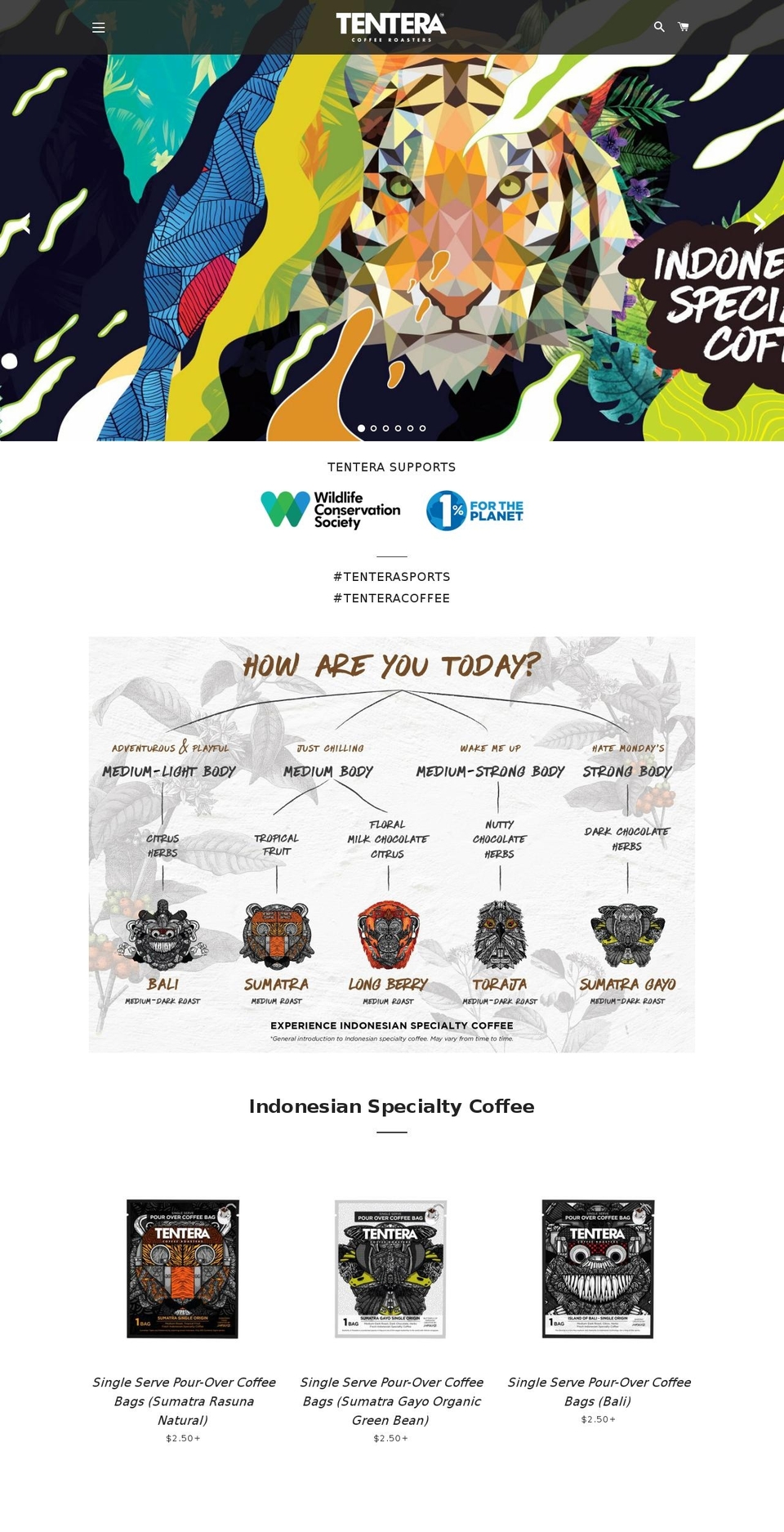 tenteracoffee.com shopify website screenshot