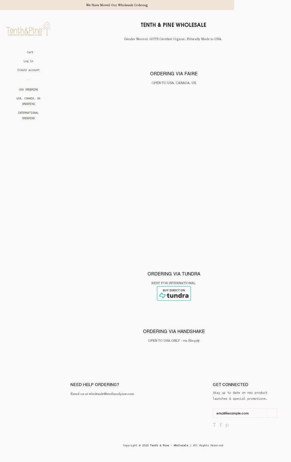 tenthandpinewholesale.com shopify website screenshot