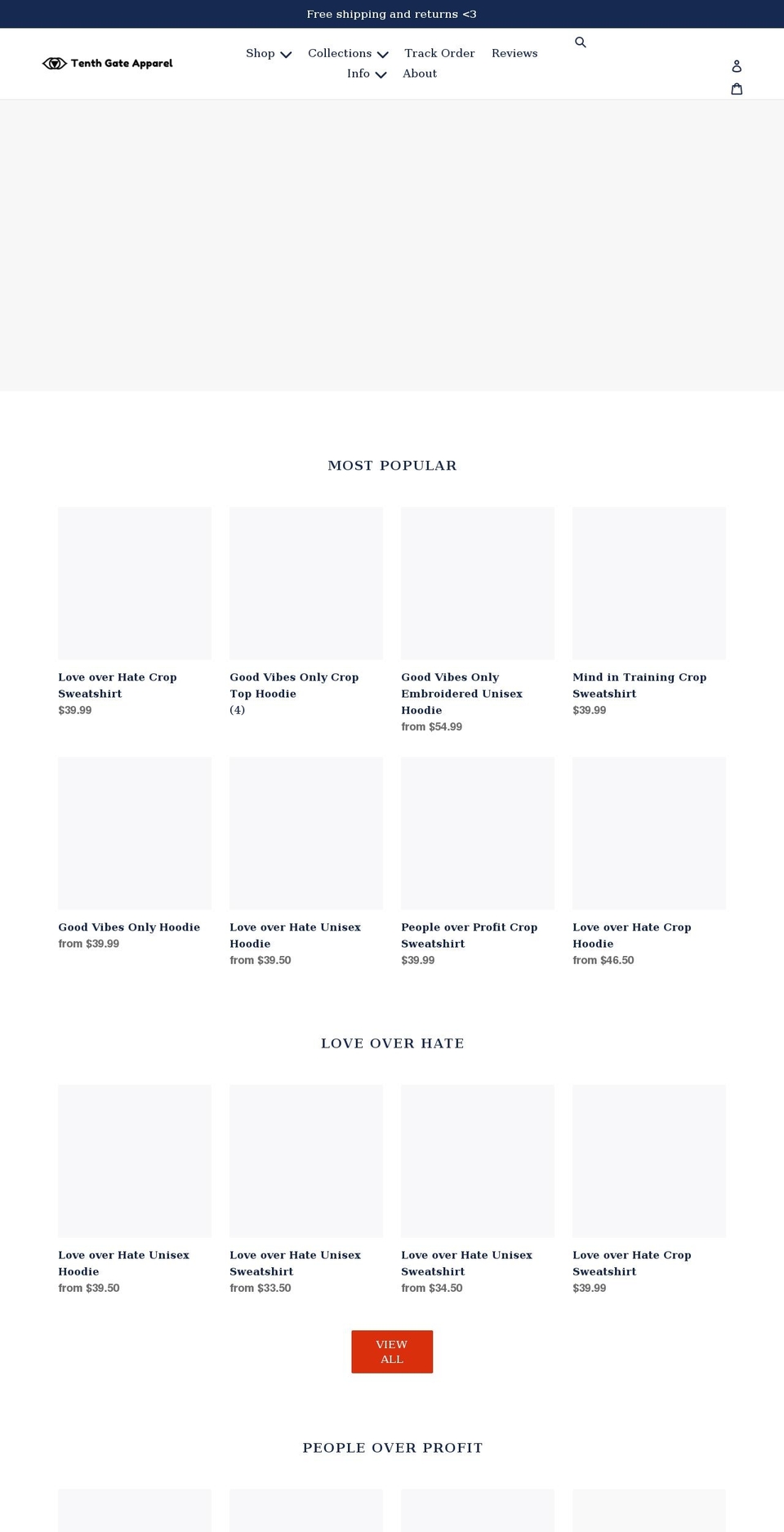 tenthgateapparel.com shopify website screenshot