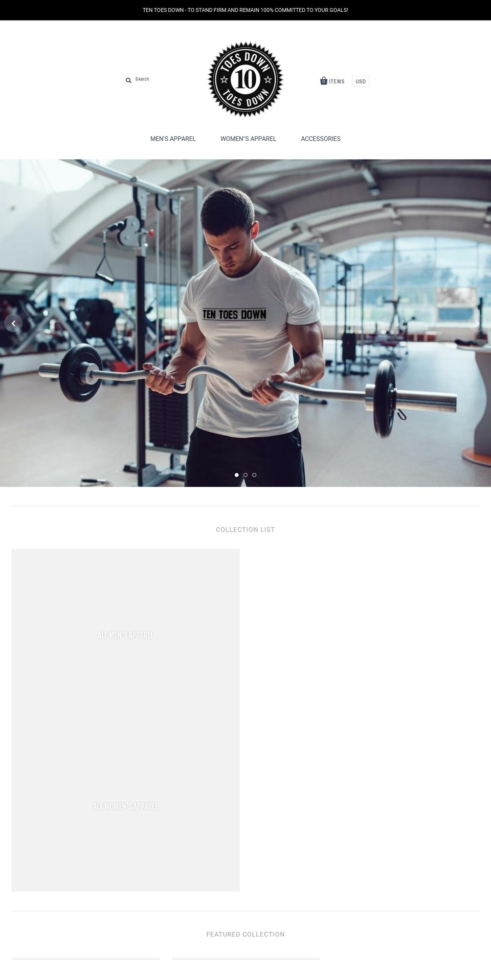 tentoesdown.com — Shopify storefront screenshot