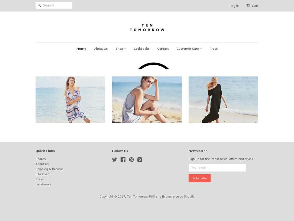 tentomorrow.com shopify website screenshot