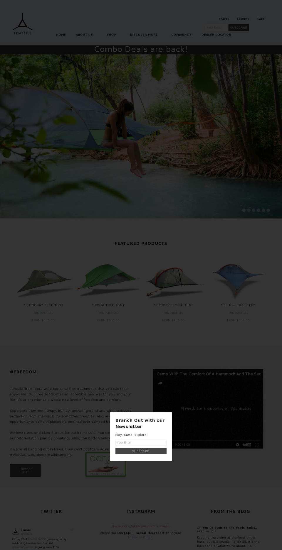 tentsile.com shopify website screenshot