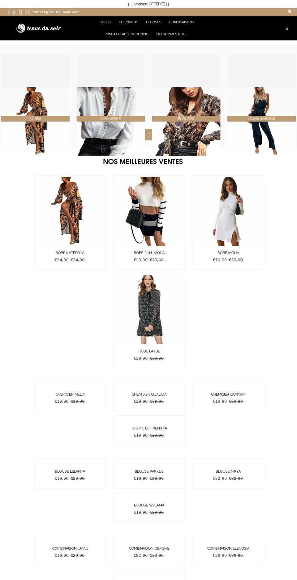 tenuedusoir.com shopify website screenshot