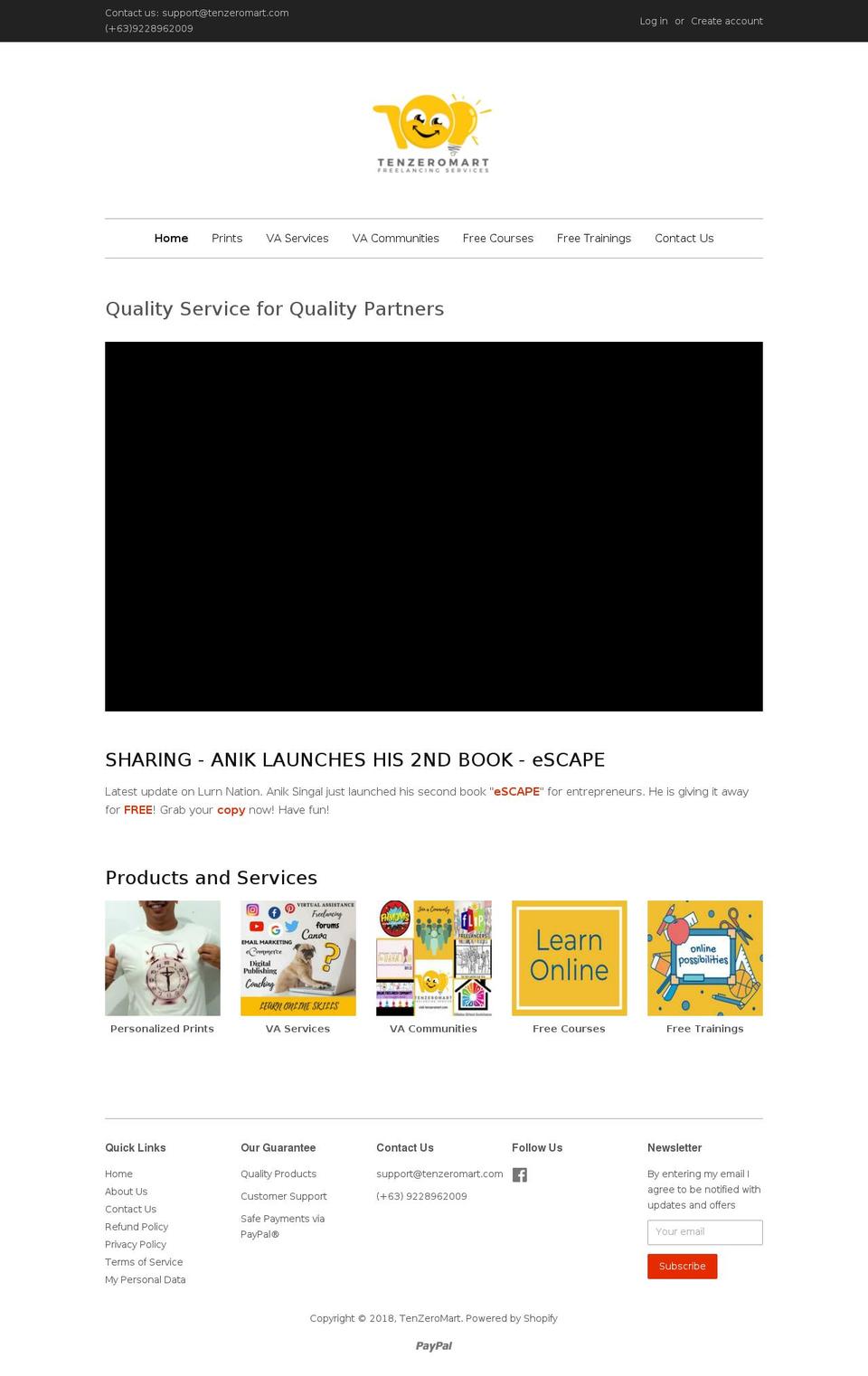 tenzeromart.com — Shopify storefront screenshot
