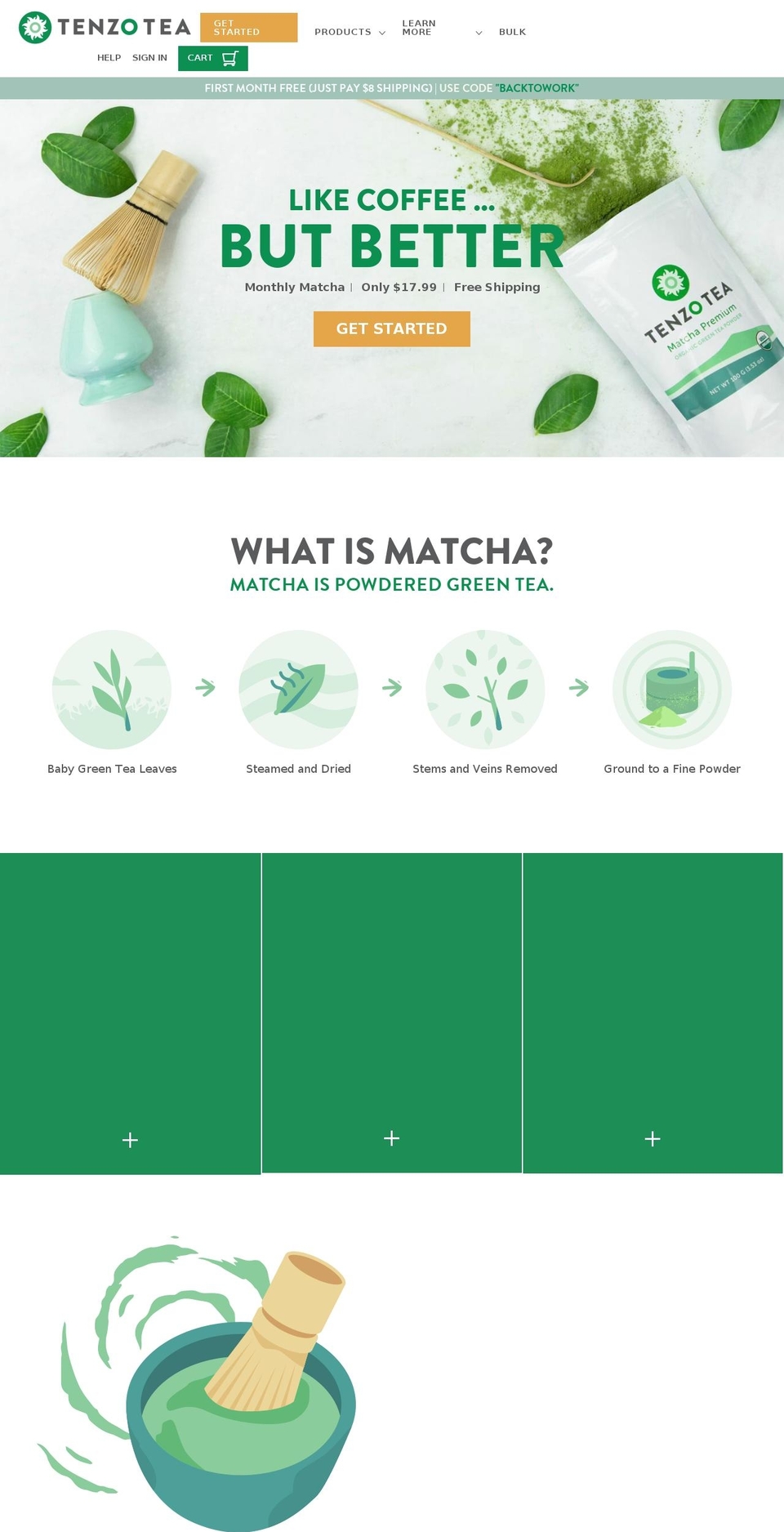 tenzotea.com shopify website screenshot