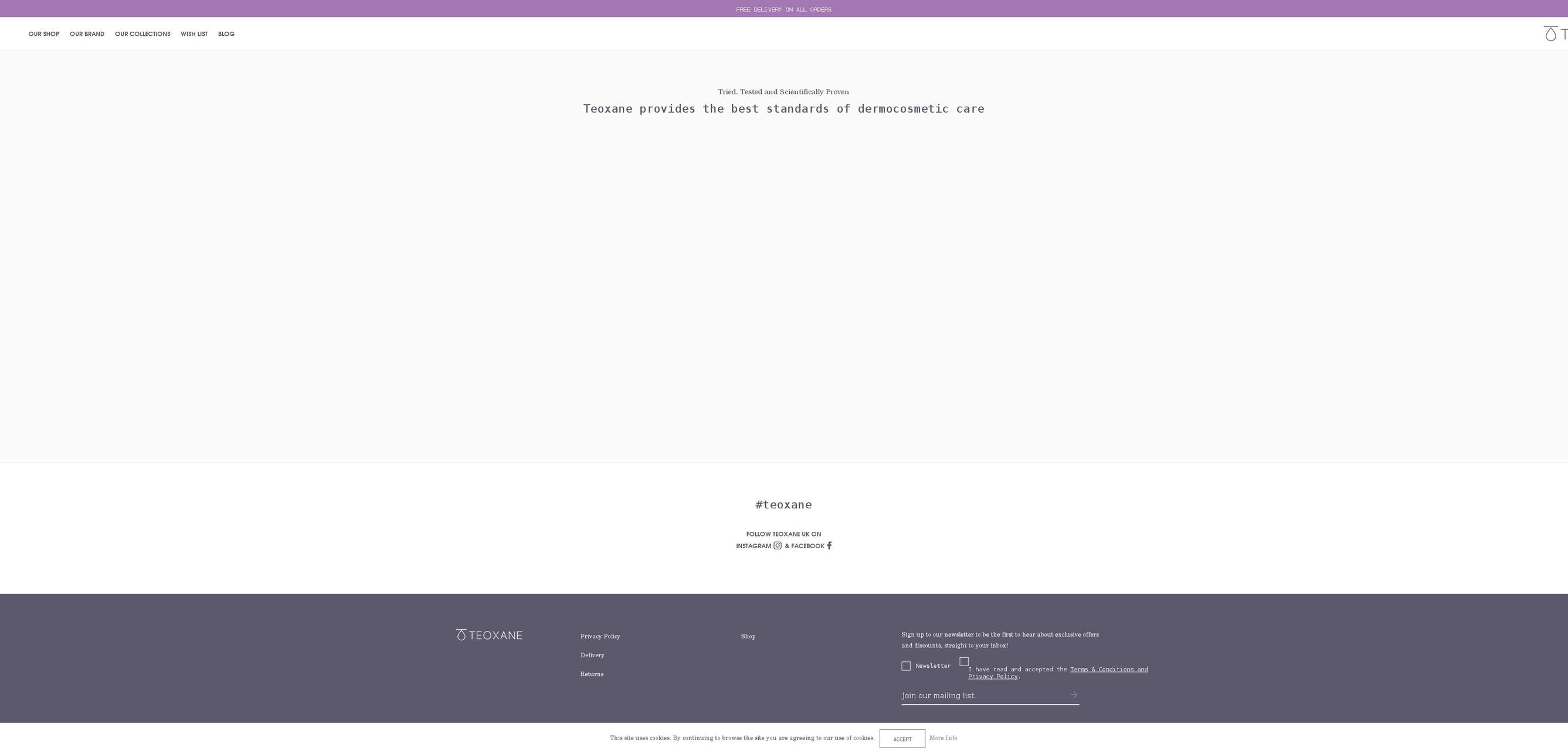 teoxaneshop.co.uk shopify website screenshot