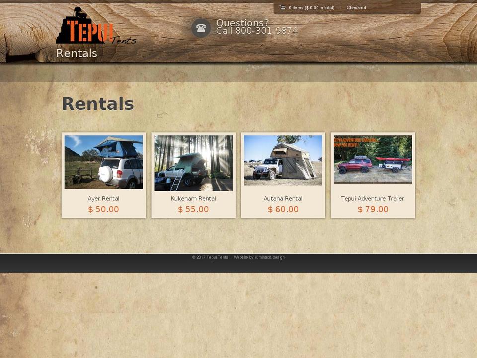 tepuiadventurerentals.com shopify website screenshot