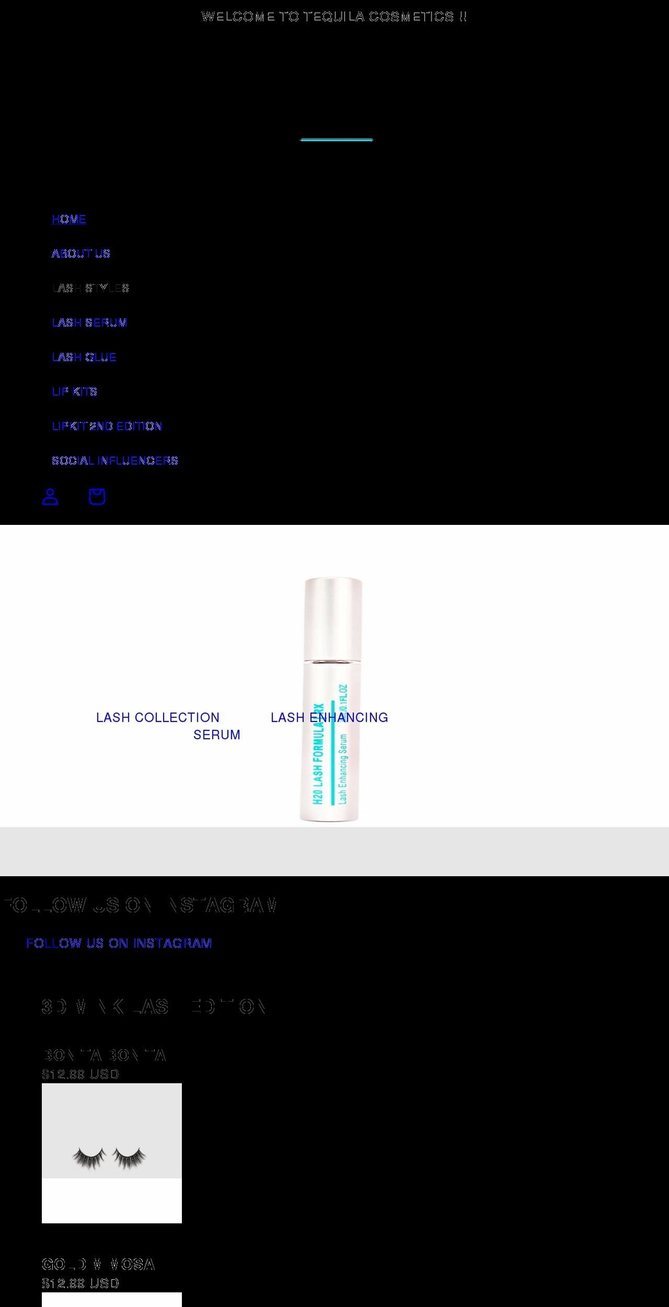 tequilacosmetics.com shopify website screenshot