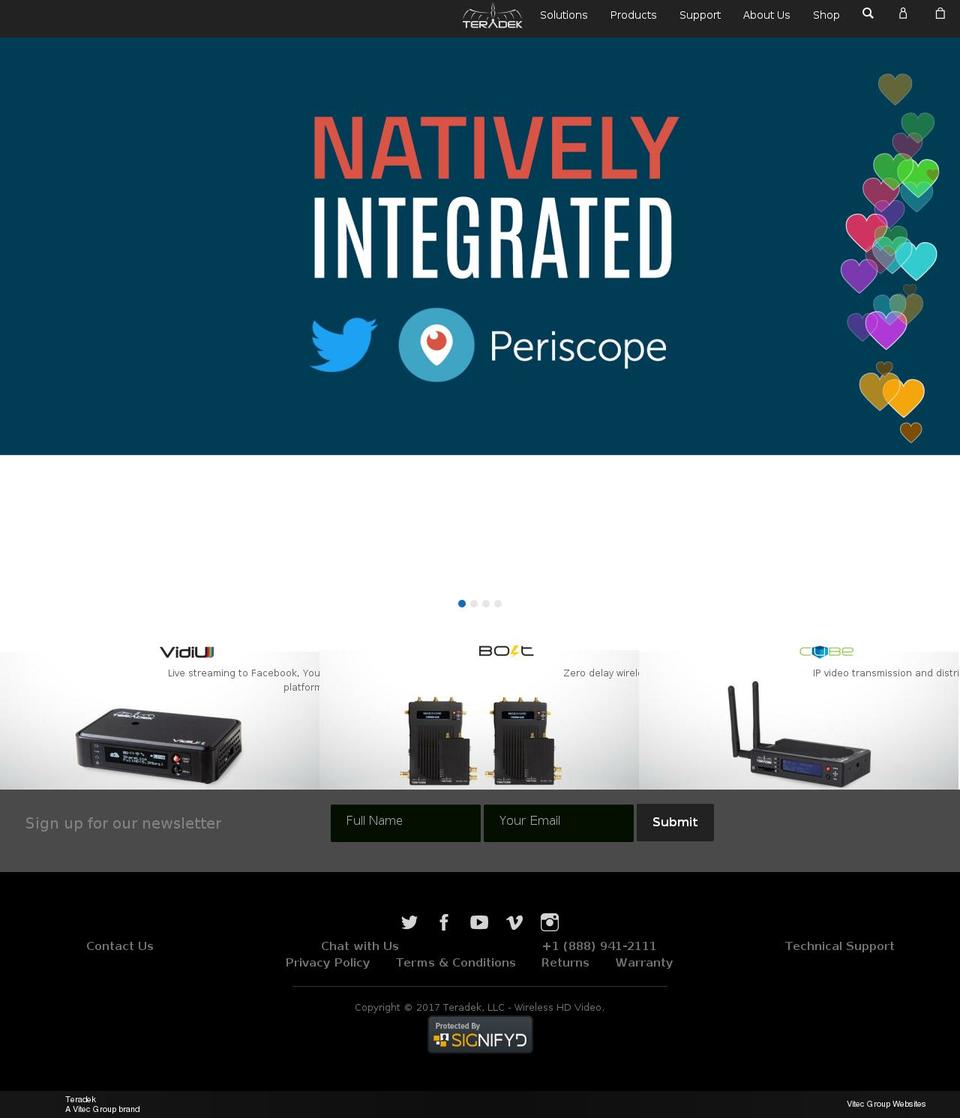 teradek.com shopify website screenshot