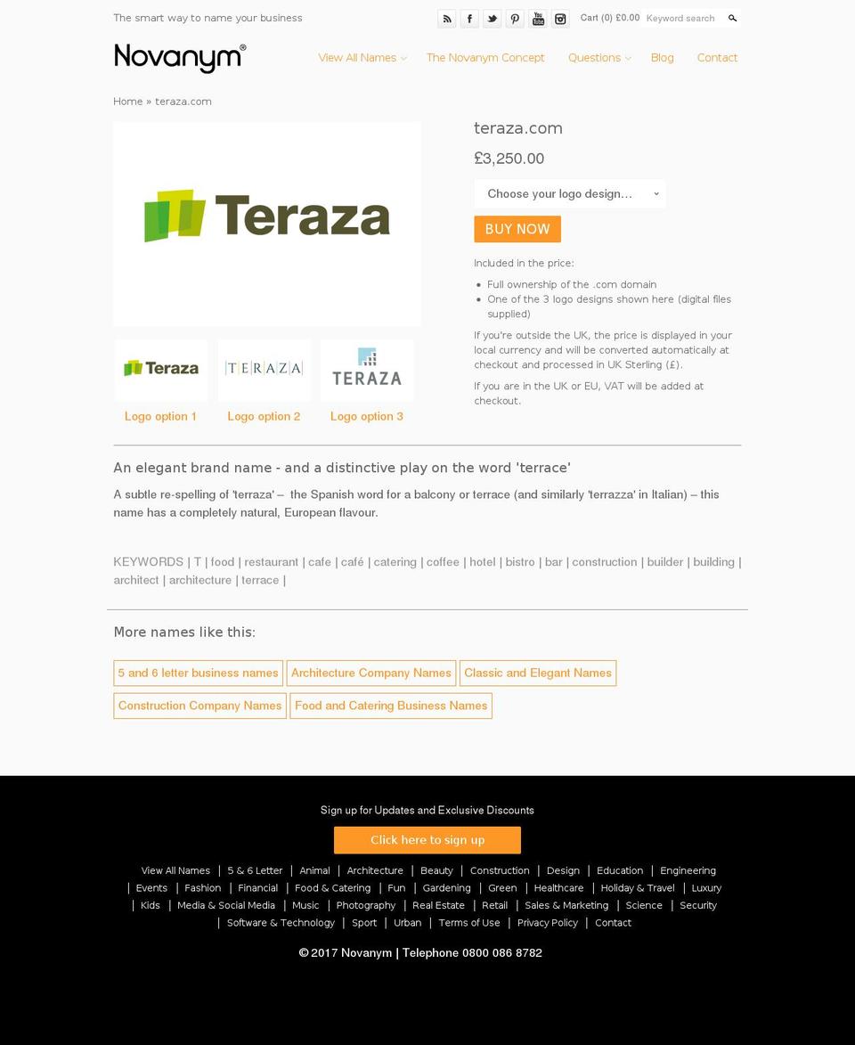 teraza.com shopify website screenshot