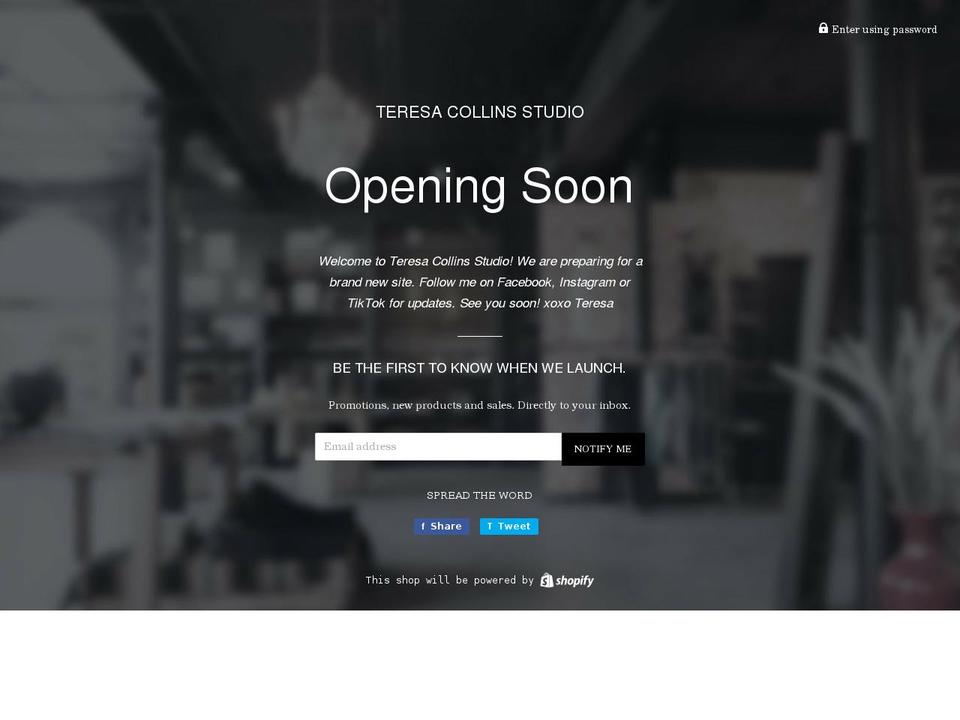 teresacollinsstudio.com shopify website screenshot