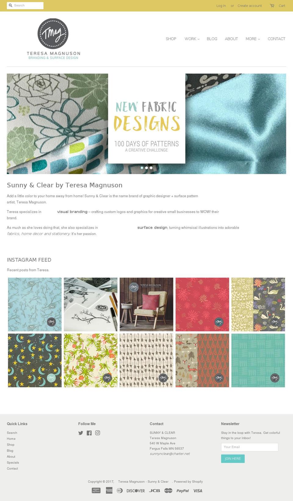 teresamagnuson.com shopify website screenshot