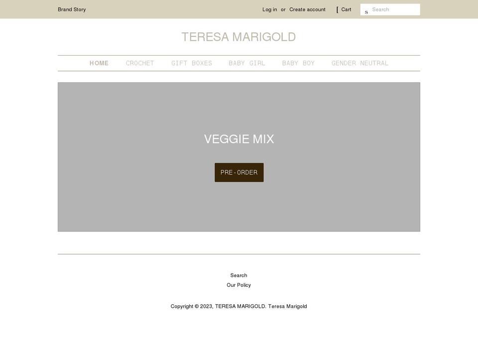 teresamarigold.com shopify website screenshot