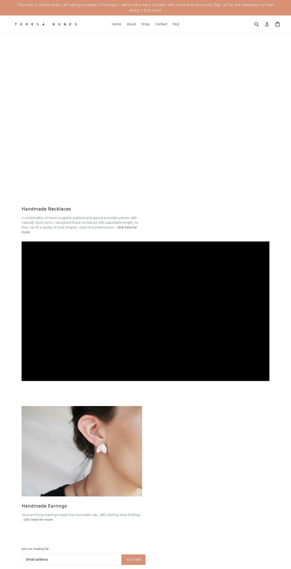 teresanunes.com — Shopify storefront screenshot