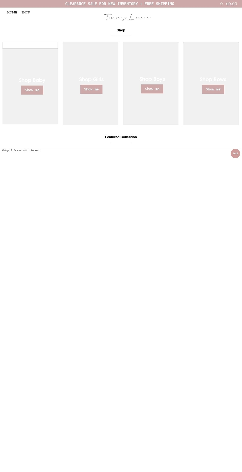 teresayluciana.com shopify website screenshot