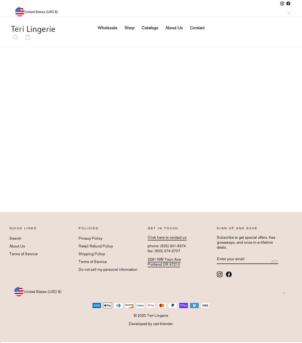 terilingerie.com shopify website screenshot