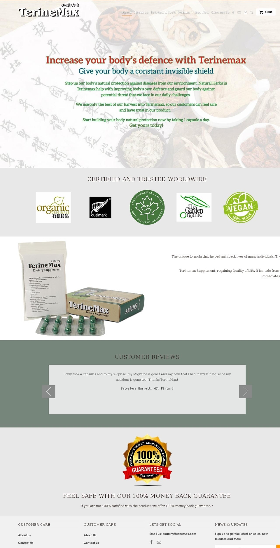 terinemax.com shopify website screenshot