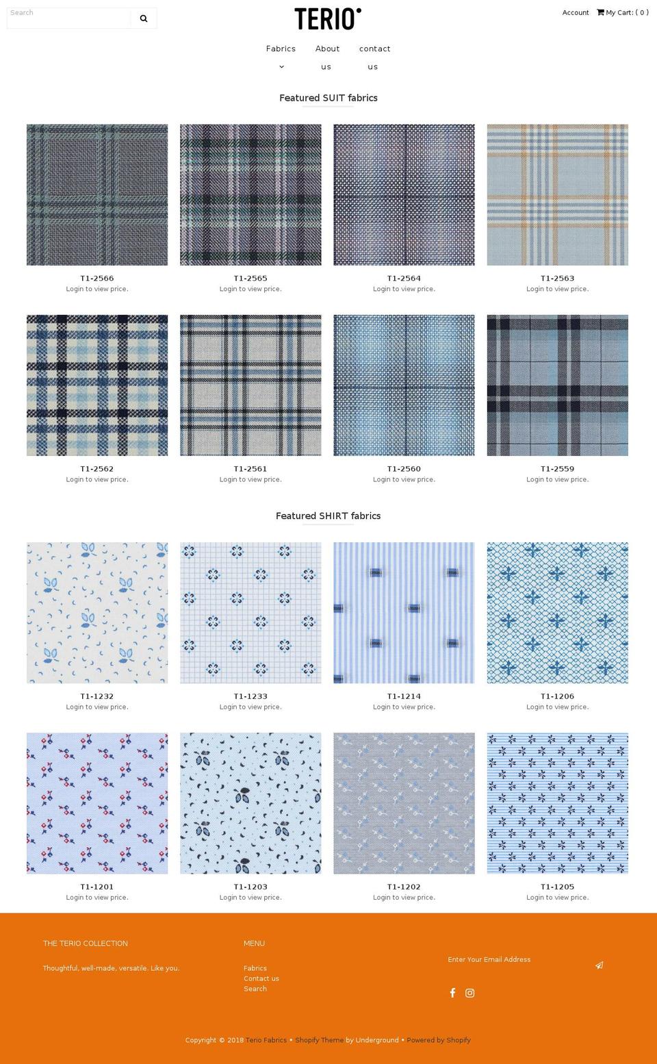 teriofabrics.com shopify website screenshot