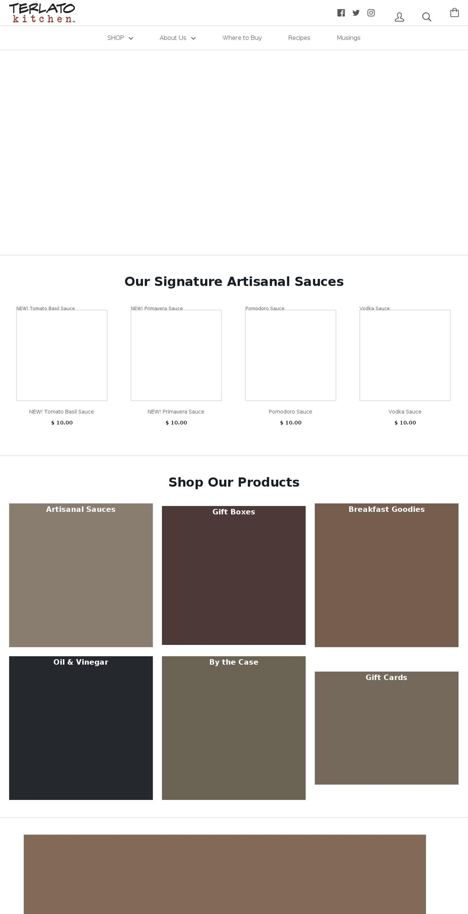 terlatofamilykitchens.com — Shopify storefront screenshot