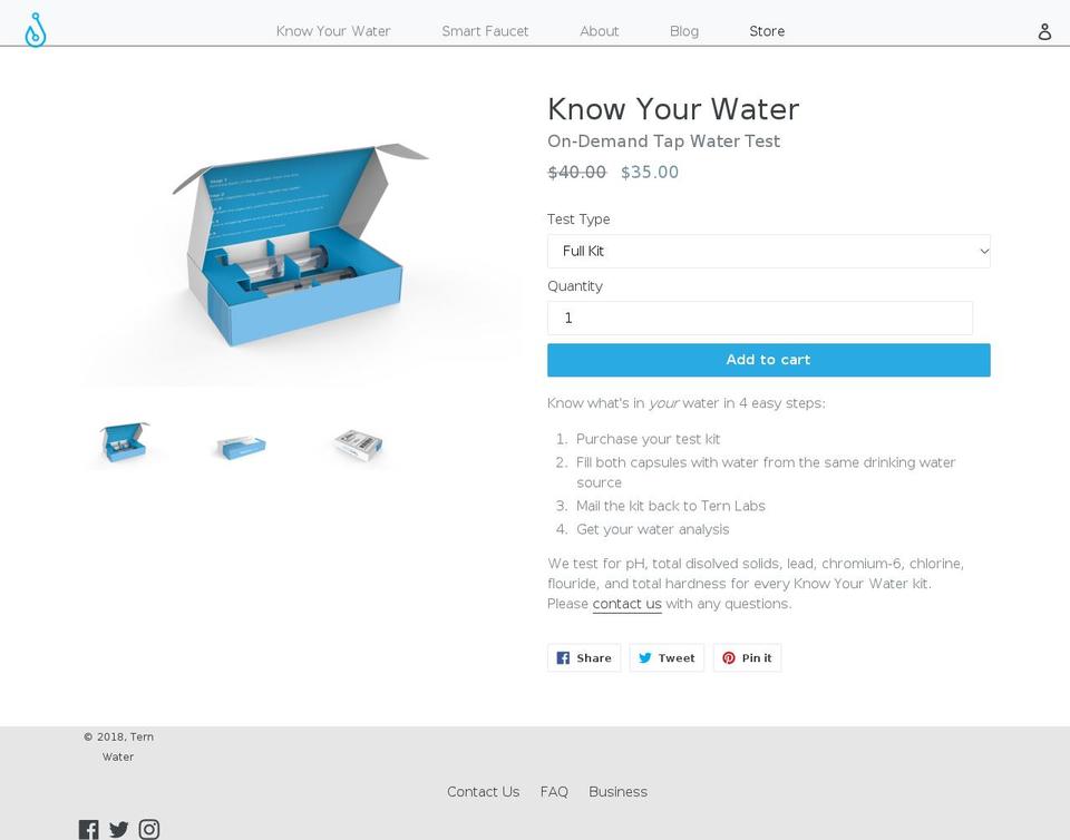 ternwater.org shopify website screenshot