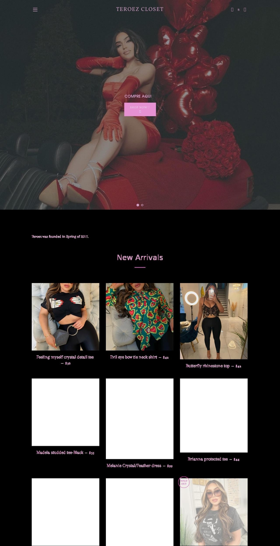 teroezcloset.com shopify website screenshot