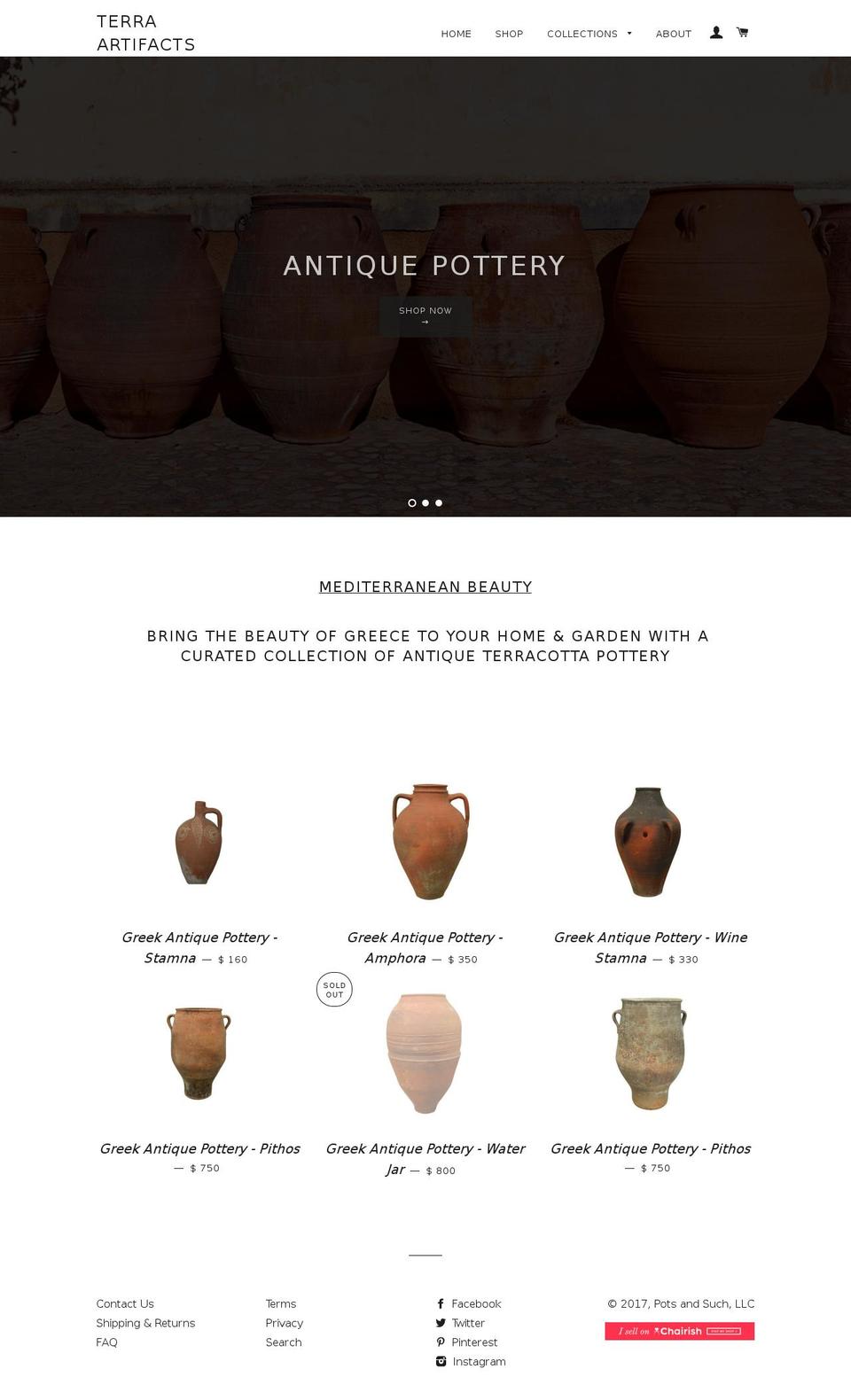 terraartifacts.com shopify website screenshot