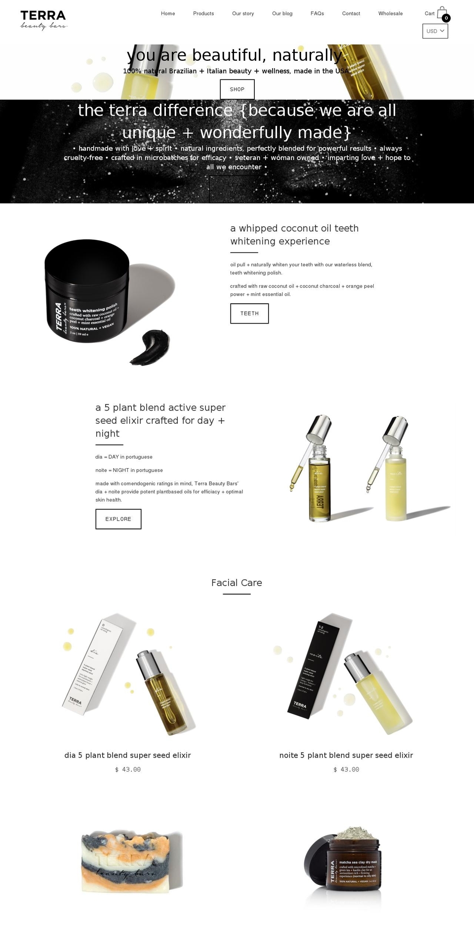 terrabeautybars.com shopify website screenshot