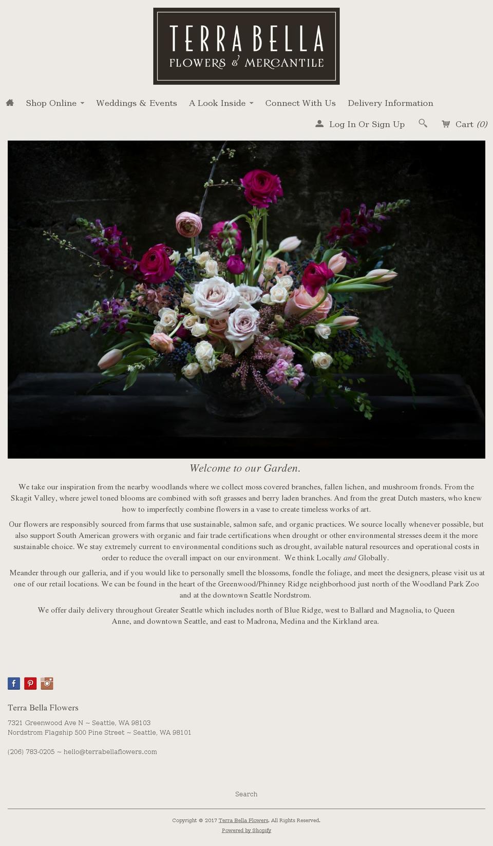 terrabellaflowers.com shopify website screenshot