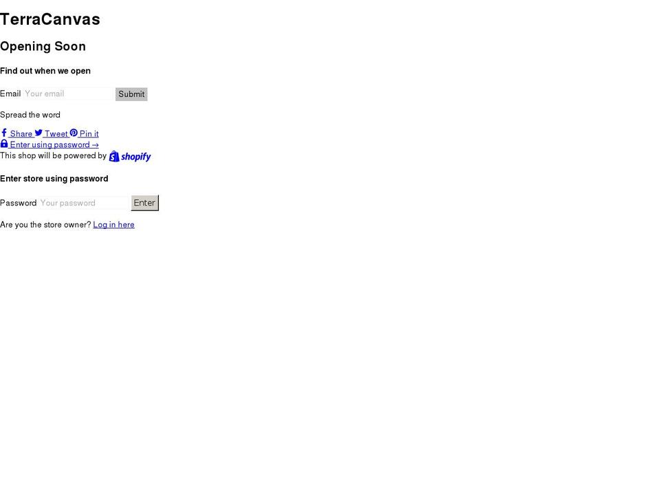 terracanvas.com shopify website screenshot