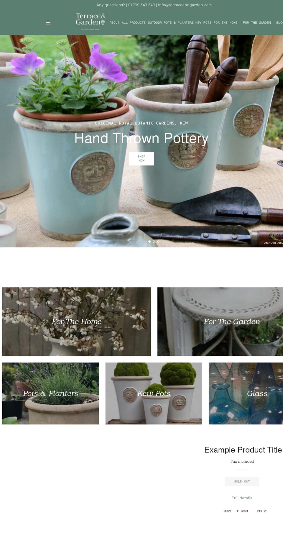 terraceandgarden.com shopify website screenshot