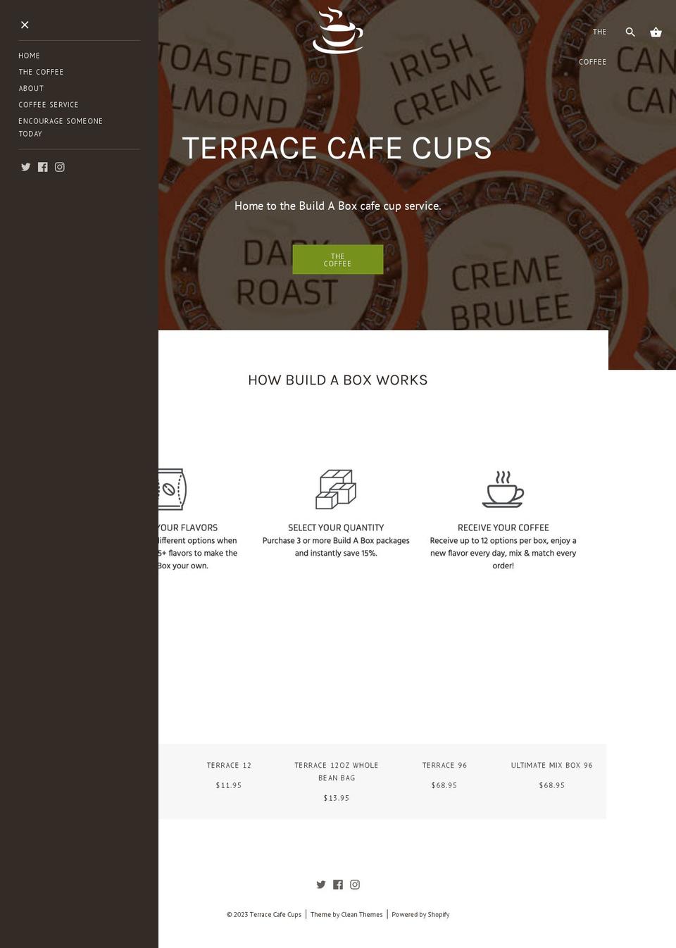 terracecafecups.com shopify website screenshot