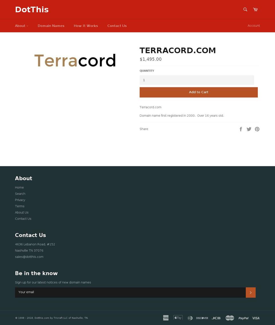 terracord.com — Shopify storefront screenshot