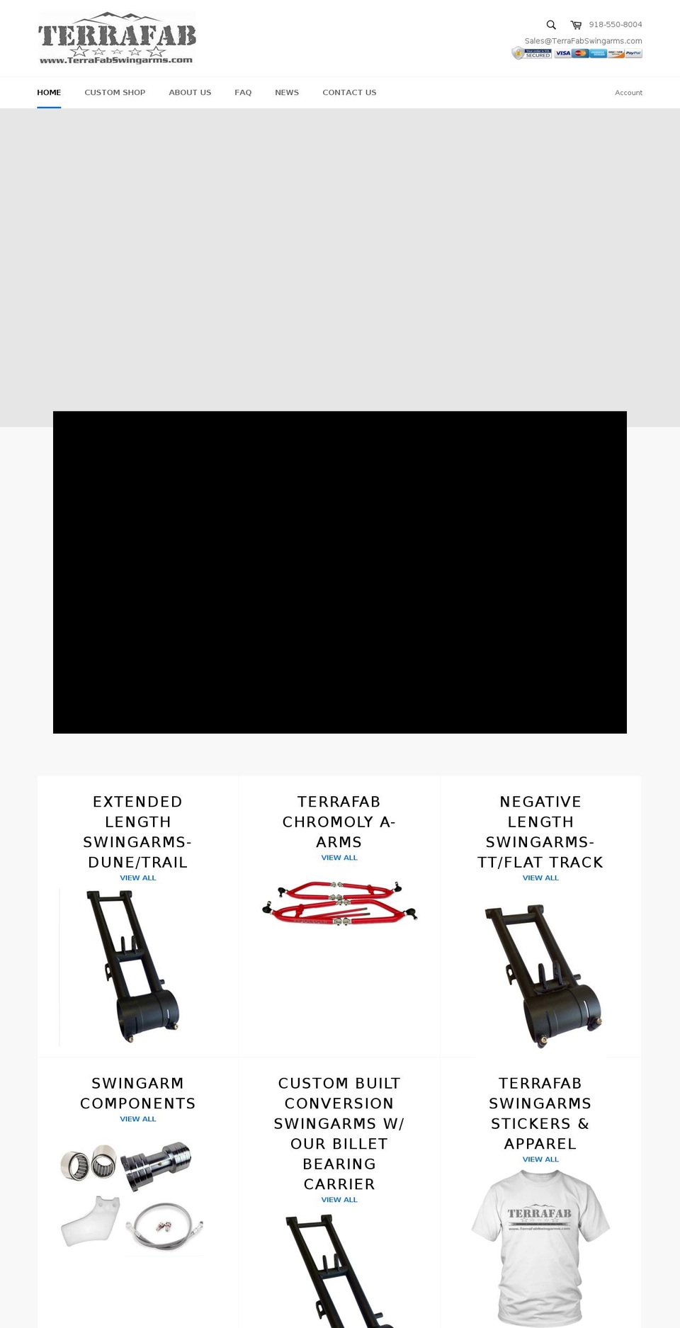 terrafabswingarms.com shopify website screenshot