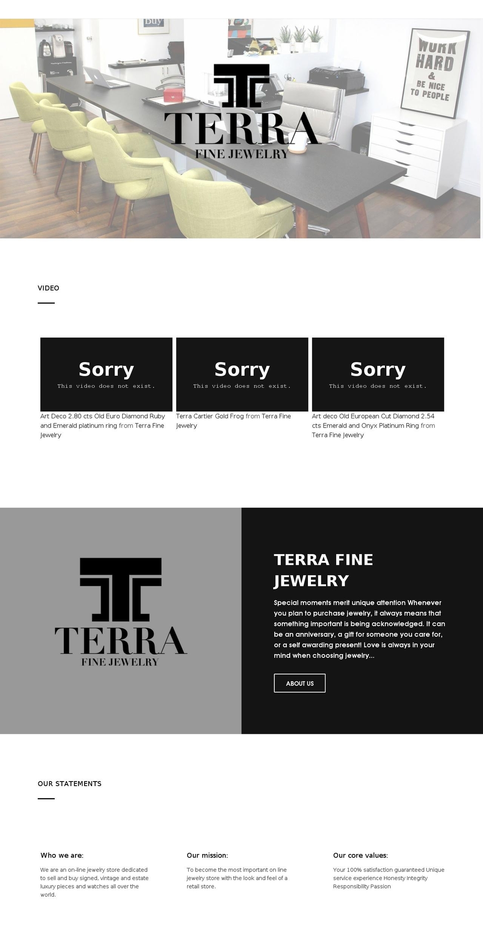 terrafinejewelry.com shopify website screenshot