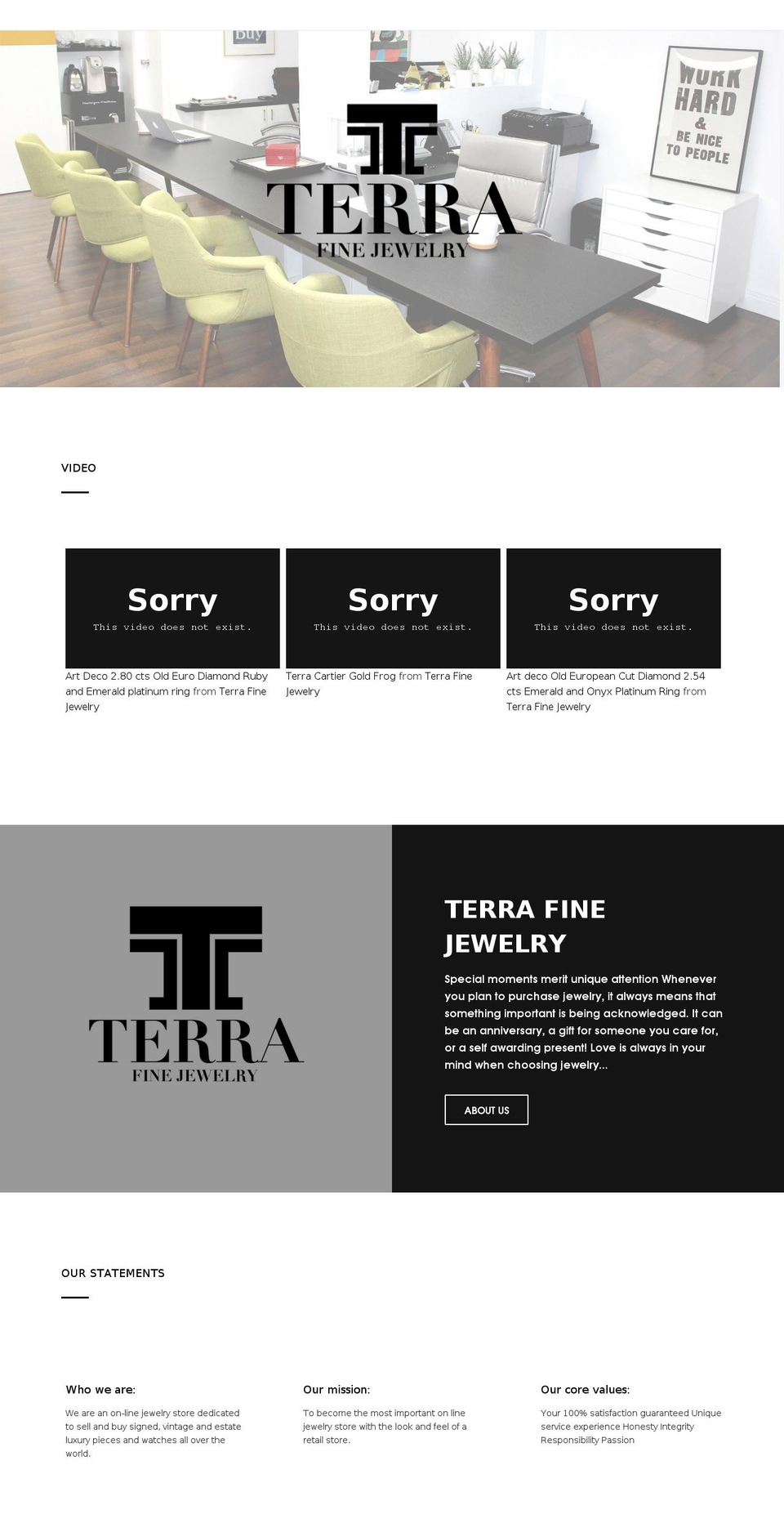 terrafinejewelry.net shopify website screenshot