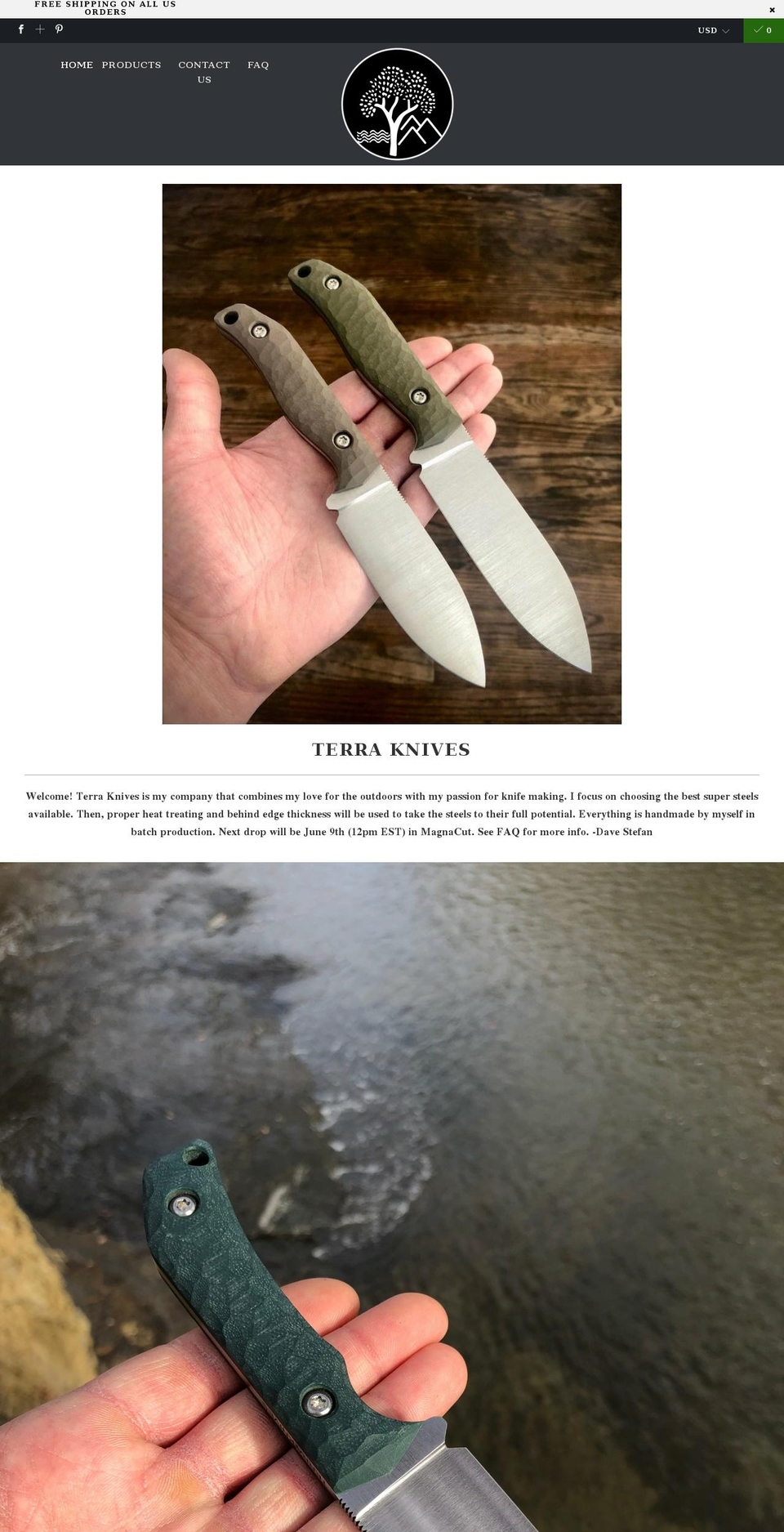 terraknivesusa.com shopify website screenshot