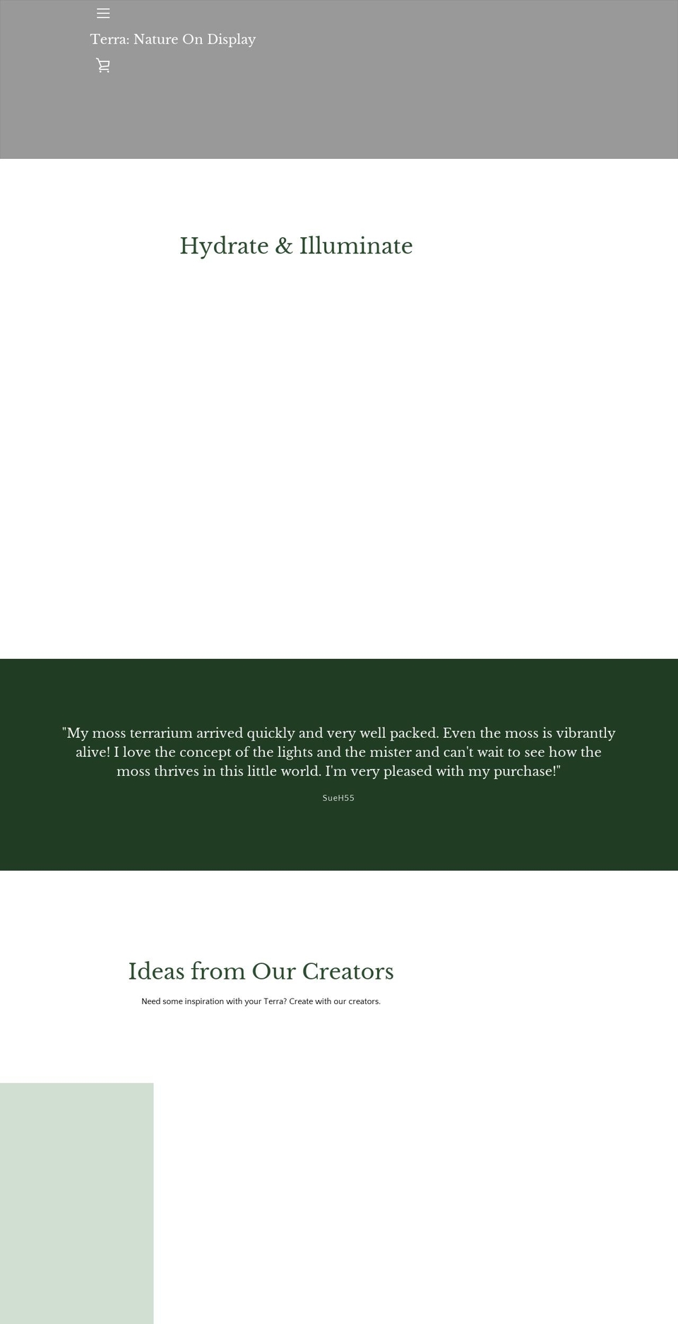 terranatureondisplay.net shopify website screenshot