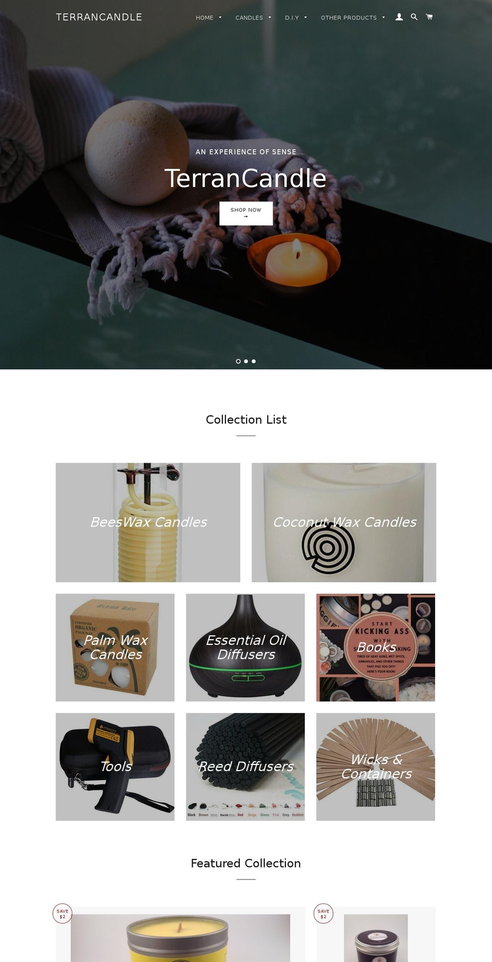 terrancandle.com — Shopify storefront screenshot