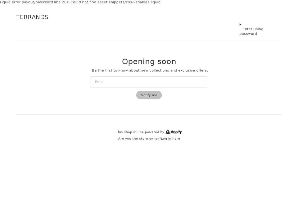 terrands.com shopify website screenshot