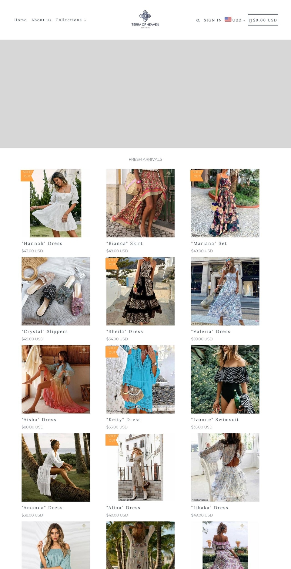 terraofheaven.com shopify website screenshot