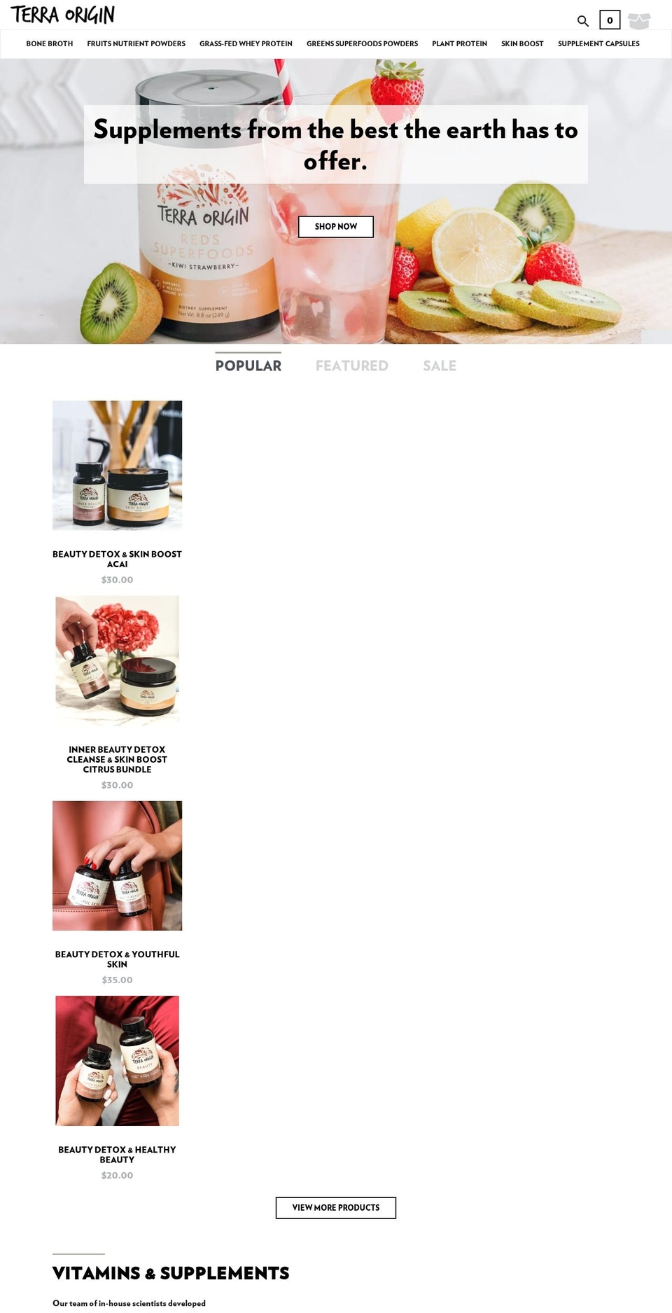 terraorigin.com shopify website screenshot