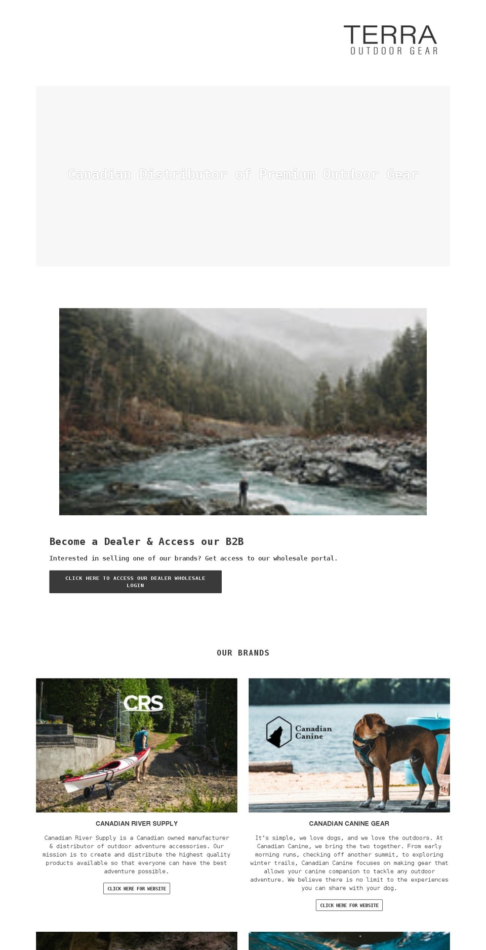 terraoutdoorgear.com shopify website screenshot