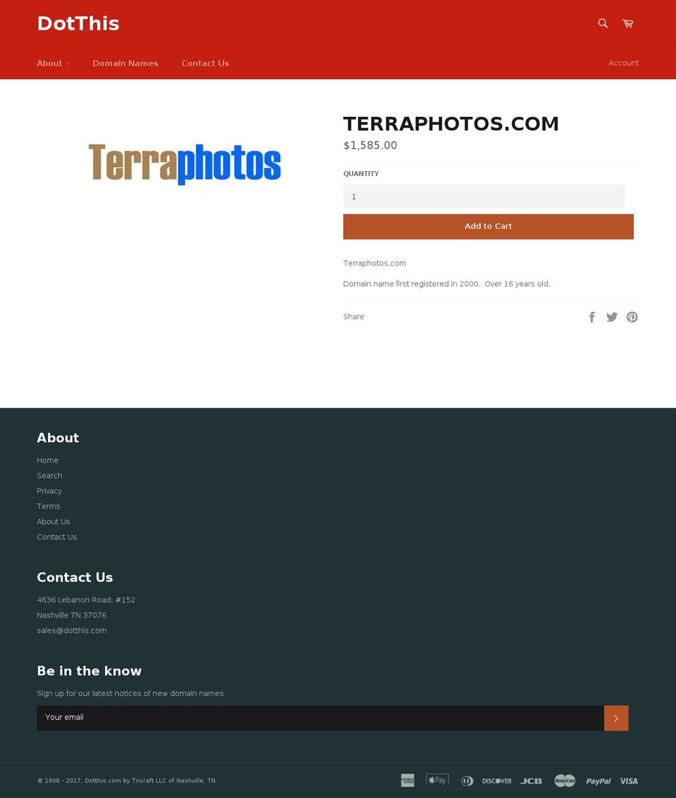 terraphotos.com shopify website screenshot