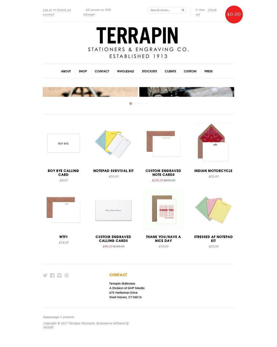 terrapinstationers.com shopify website screenshot