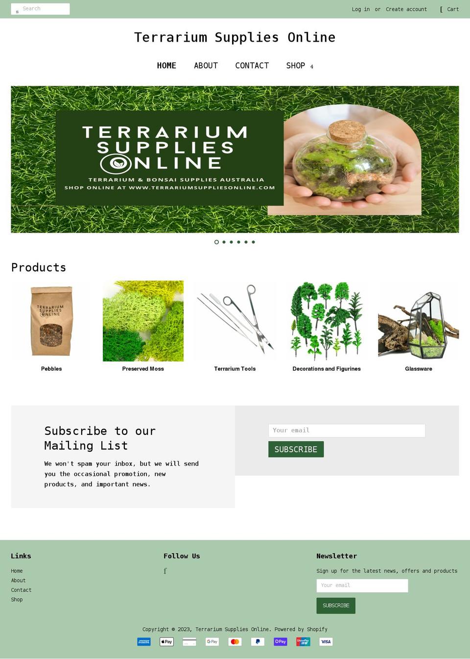 terrariumsupplies.com.au shopify website screenshot